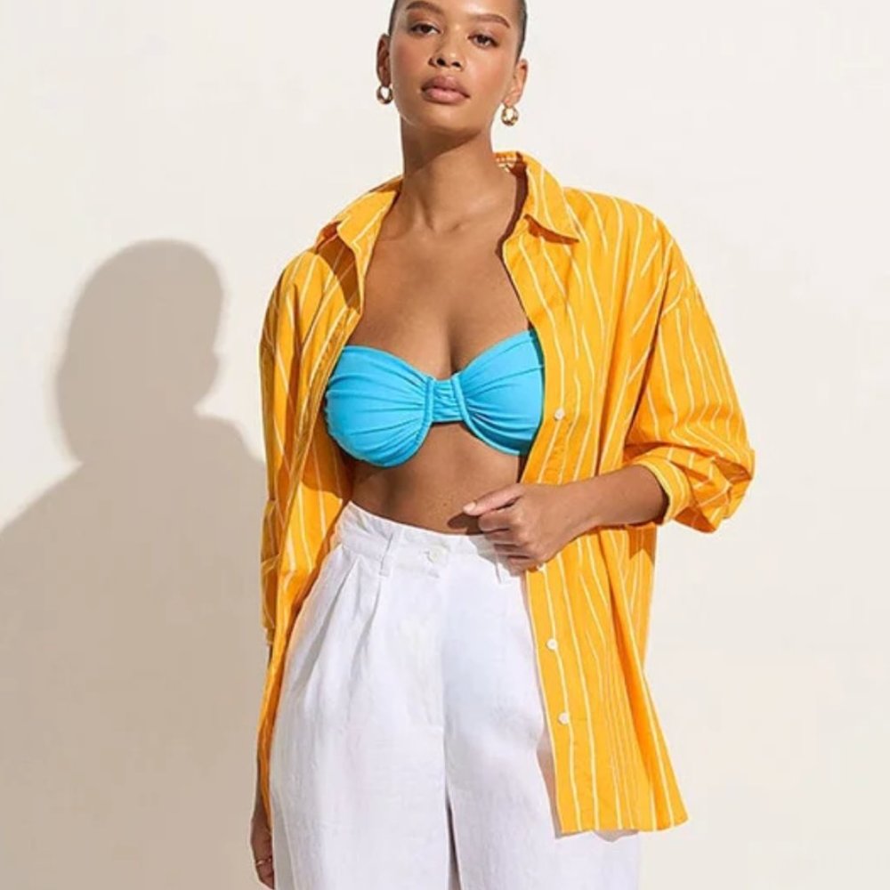 Faithfull the Brand Daija Shirt Adia Stripe Print Citrus XS